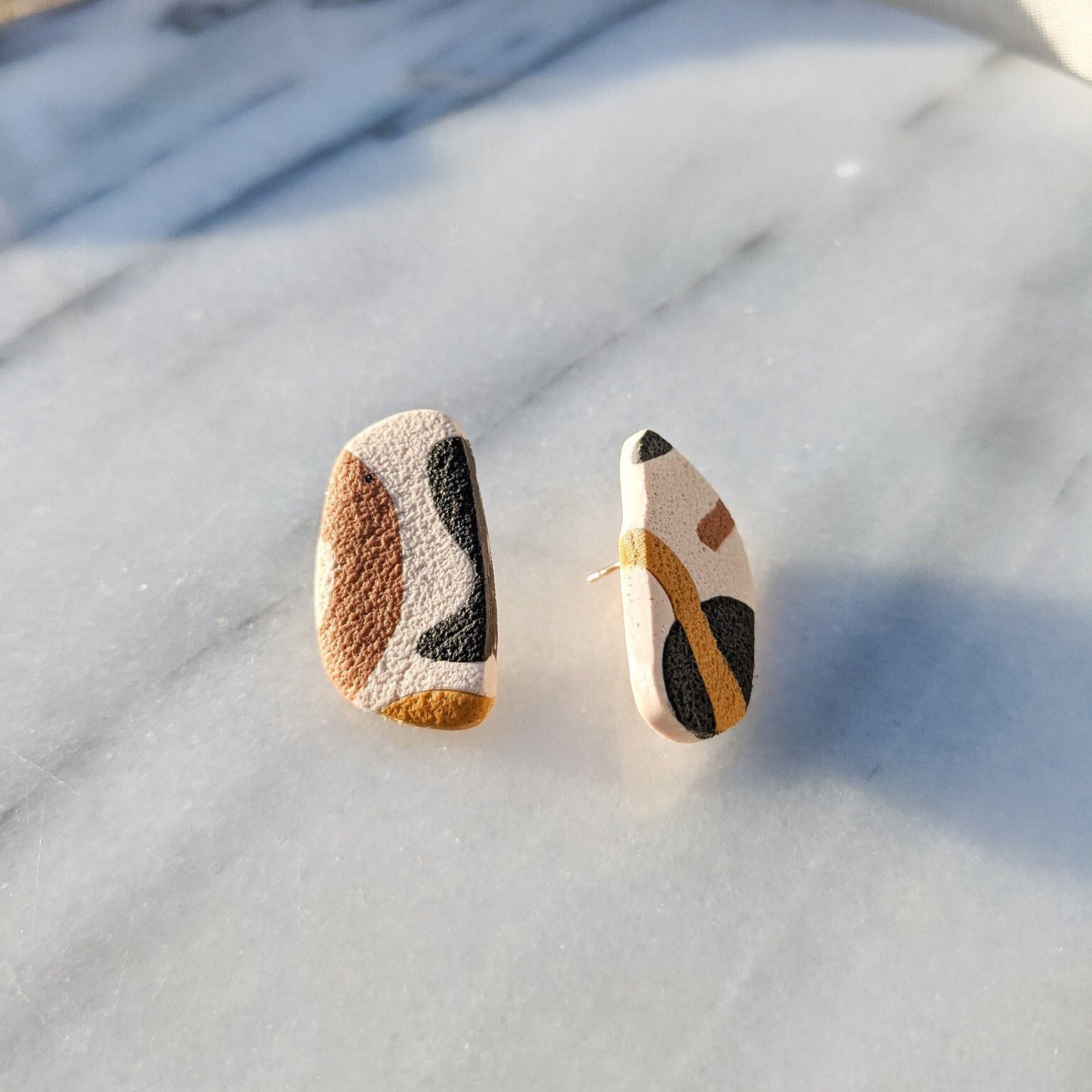 Pebble | Polymer Clay Studs in Abstract Sands