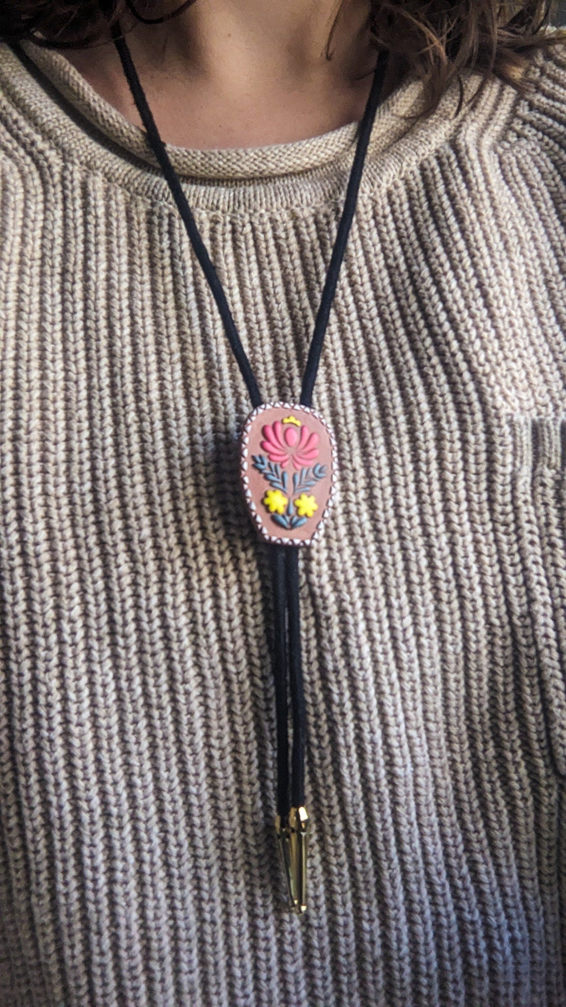 FRIDA BOLO | Polymer Clay Bolo Tie with Cotton Cord