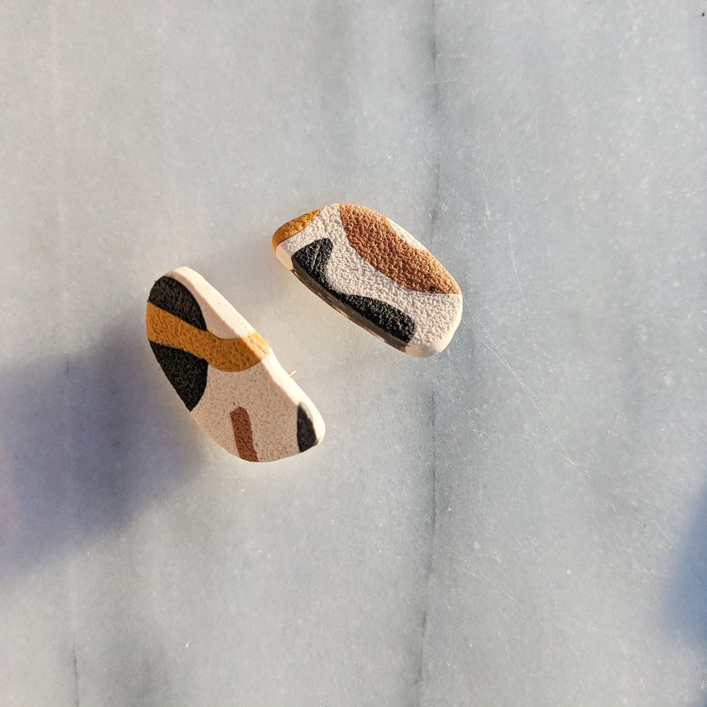 PEBBLE | Polymer Clay Studs in Abstract Sands