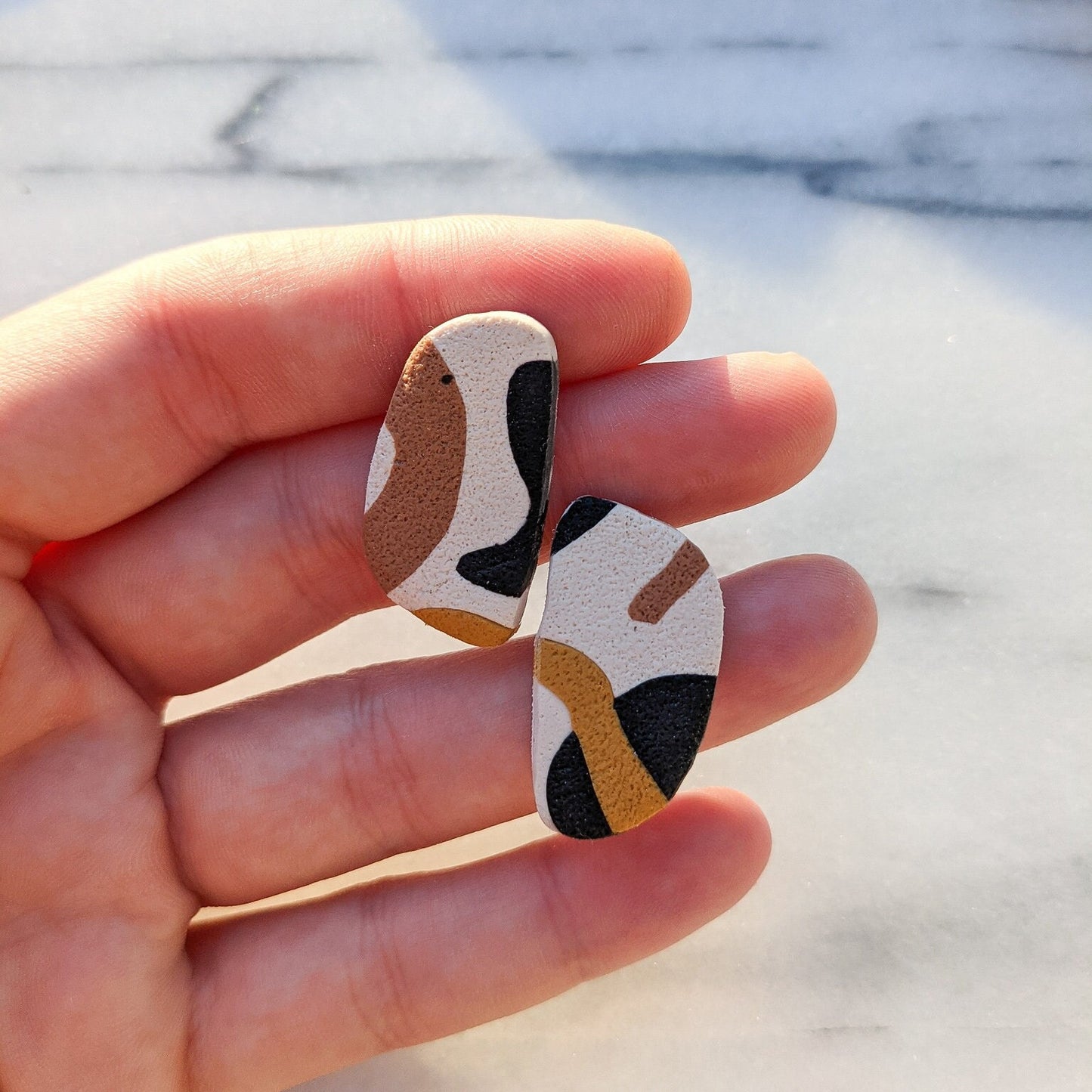 PEBBLE | Polymer Clay Studs in Abstract Sands