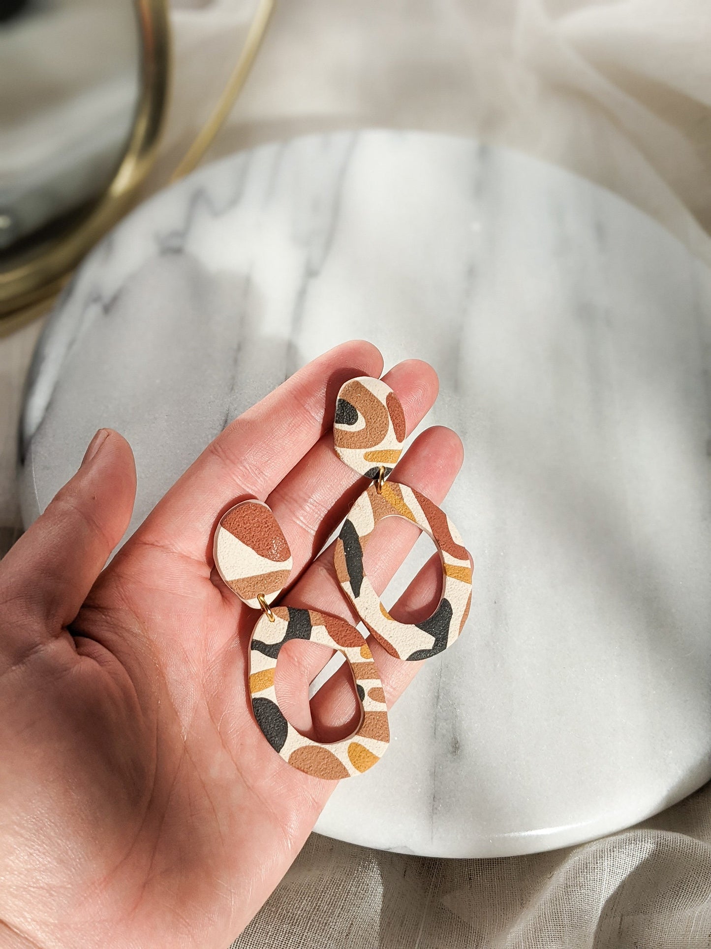 BIG O | Polymer Clay Statement Earrings in Abstract Earth