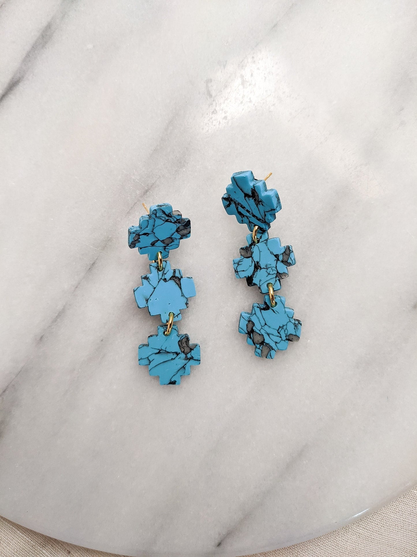 SANTA FE | Polymer Clay Statement Earrings in Turquoise