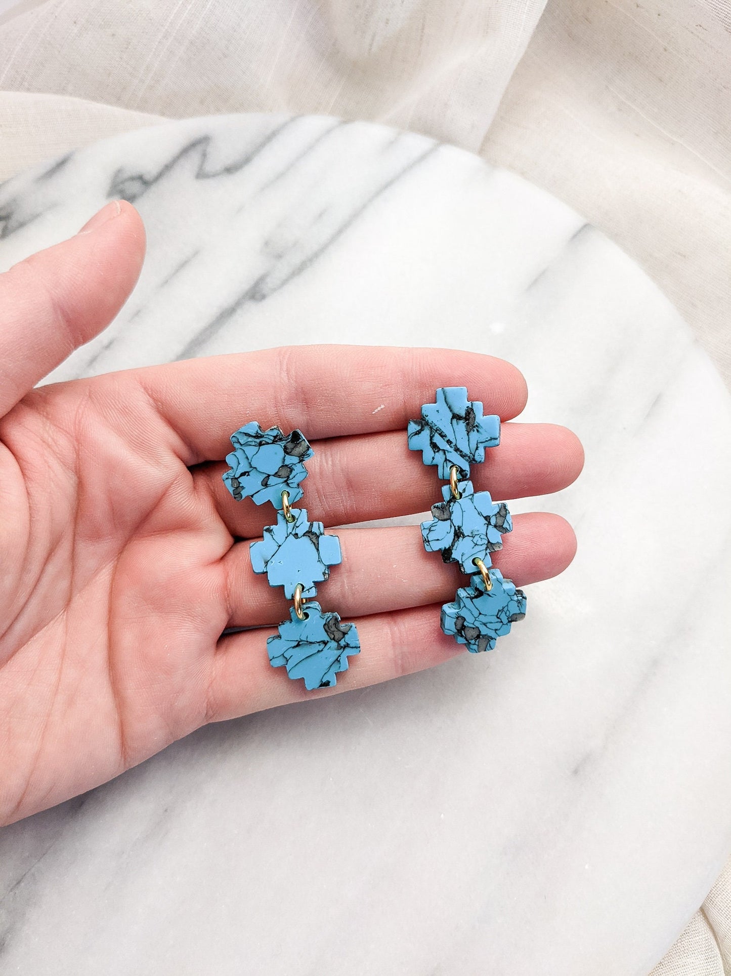 SANTA FE | Polymer Clay Statement Earrings in Turquoise