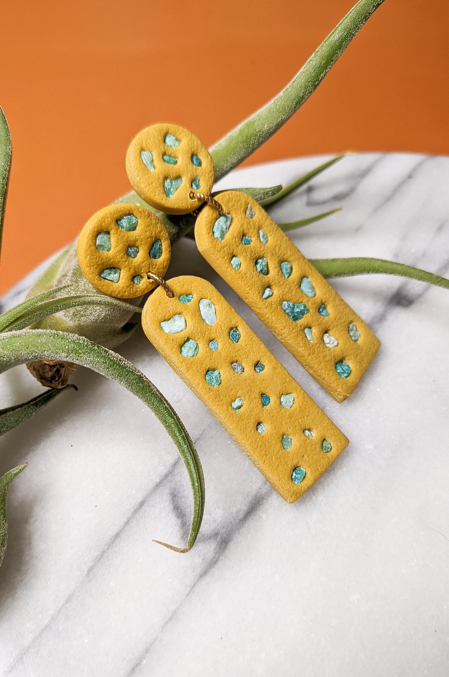 TUBAC | Polymer Clay Statement Earrings with Turquoise