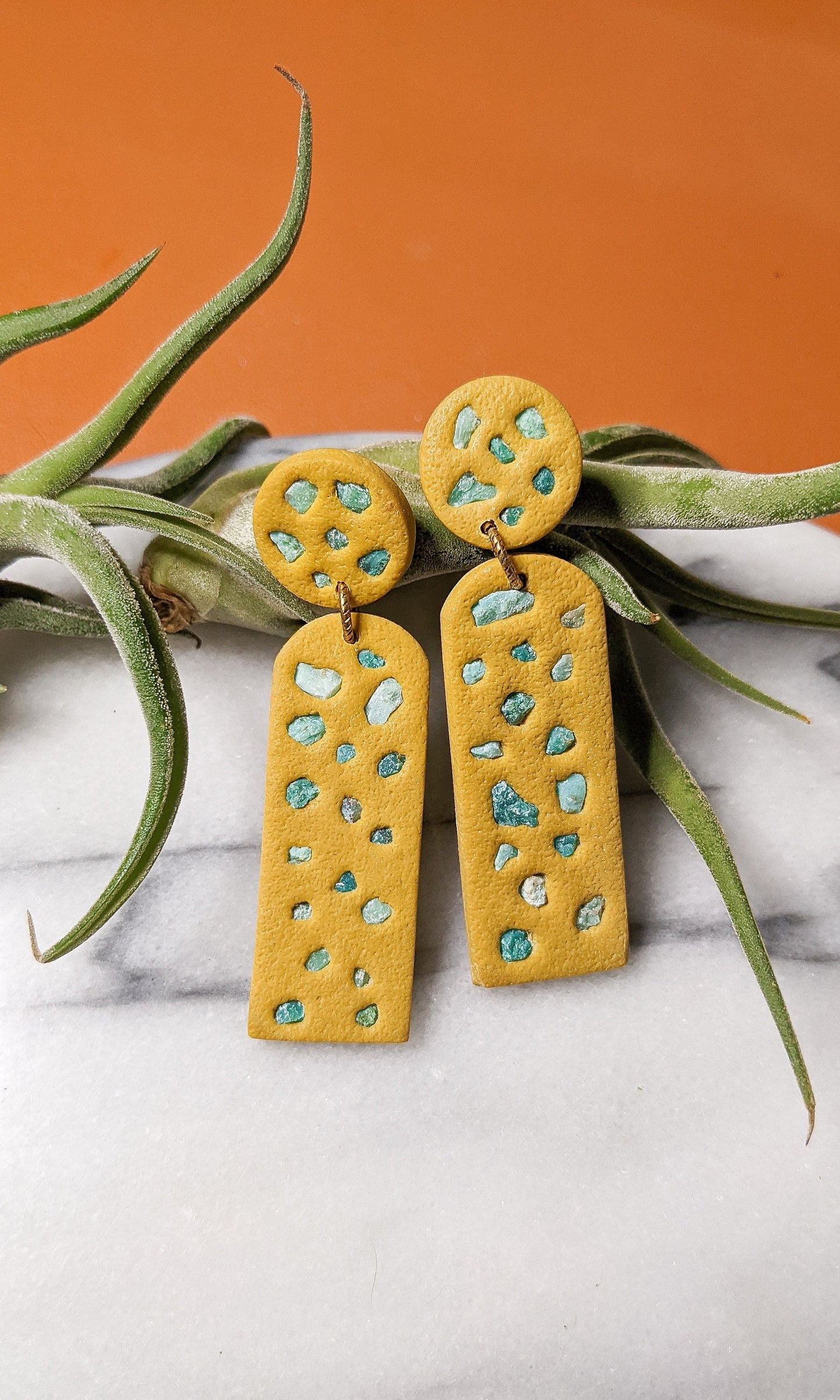 TUBAC | Polymer Clay Statement Earrings with Turquoise