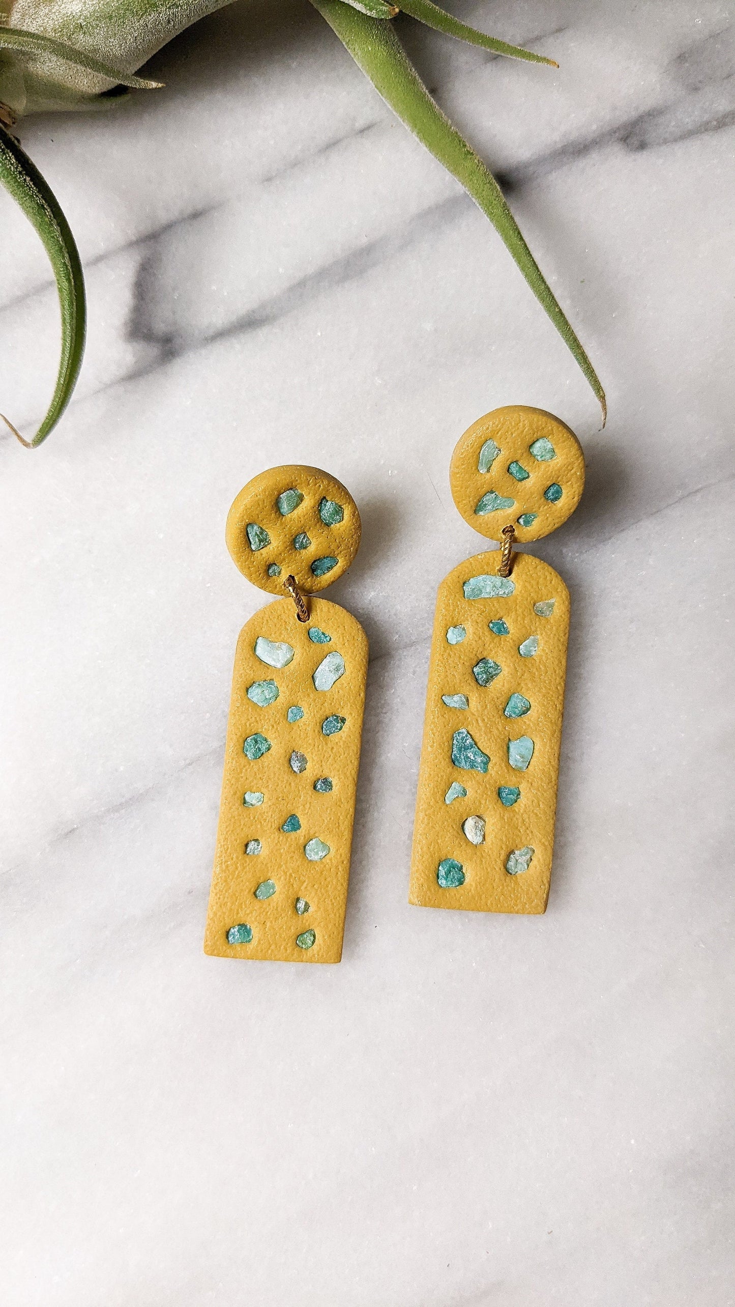 TUBAC | Polymer Clay Statement Earrings with Turquoise